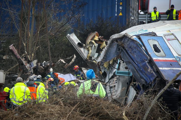 το σημείο του πολύνεκρου σιδηροδρομικού δυστυχήματος στα Τέμπη, Τετάρτη 1 Μαρτίου 2023 (ΒΑΣΙΛΗΣ ΒΕΡΒΕΡΙΔΗΣ/MOTIONTEAM/EUROKINISSI)