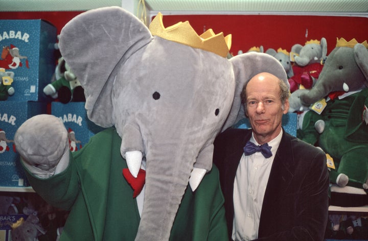 Laurent de Brunhoff und Babar bei FAO Schwarz, New York, NY, 13. November 1993.