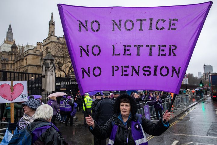 Women from the WASPI (Women Against State Pension Inequality) campaign