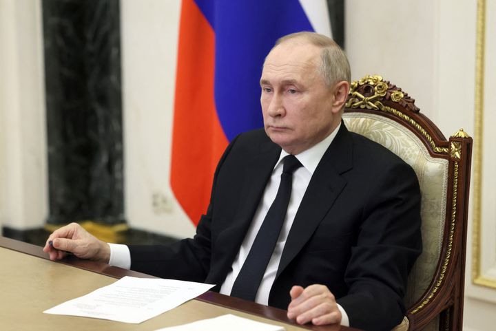 Russia's President Vladimir Putin holds a meeting on measures taken after a massacre in the Crocus City Hall that killed more than 130 people.