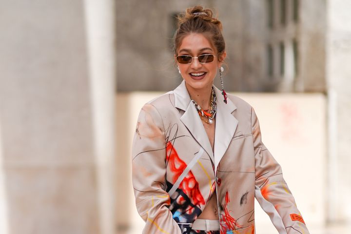 Gigi Hadid pairs all manner of jewels and metals during Paris Fashion Week in 2019.
