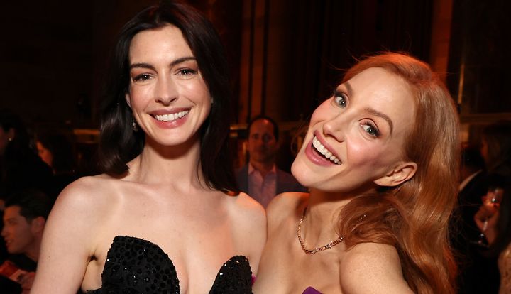 Anne Hathaway and Jessica Chastain pictured together in January