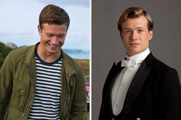 Ed Speelers in Irish Wish (left) and Downton Abbey (right)