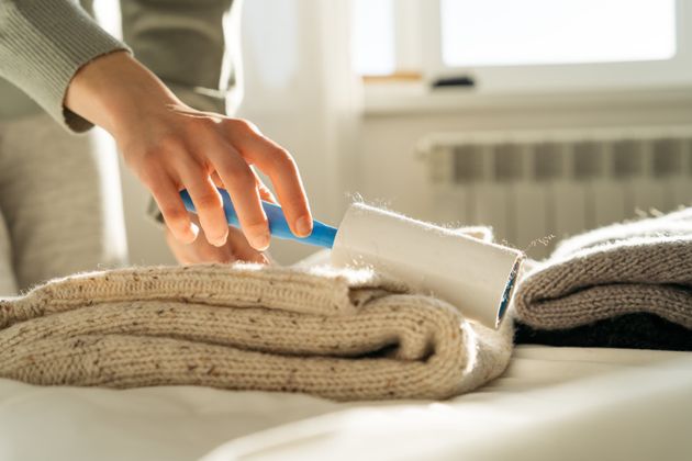 Sticky lint rollers can leave residue behind on clothing.