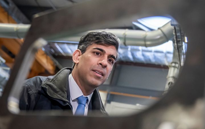 Rishi Sunak during a visit to BAE Systems, Submarines Academy for Skills and Knowledge in Barrow-in-Furness.