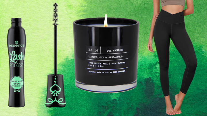 An affordable mascara, scented candle and crossover leggings