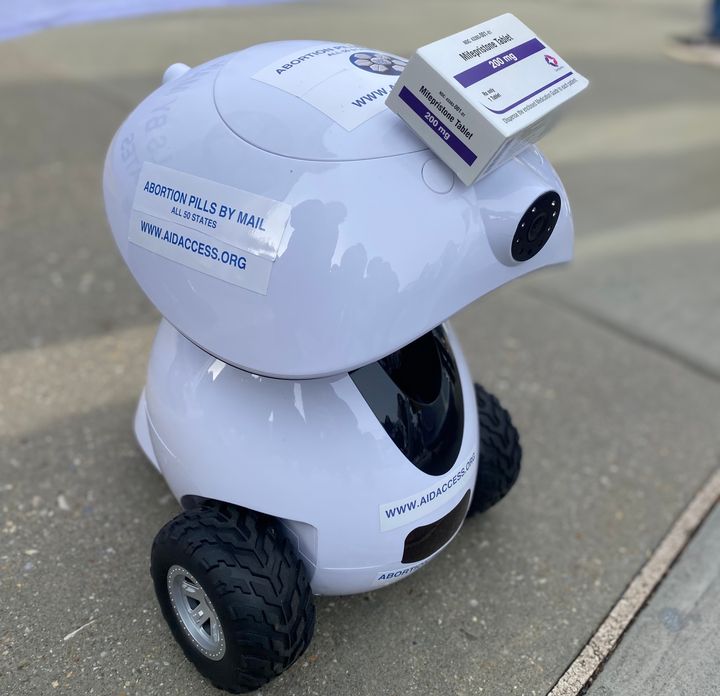 The group Aid Access created a remote-controlled robot that rolls around distributing mifepristone.