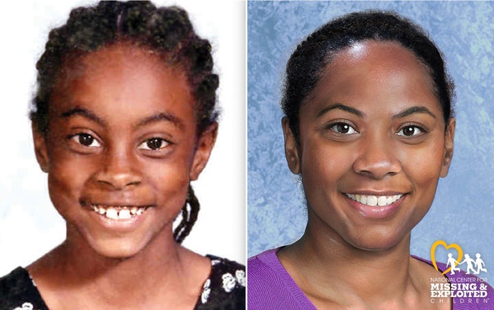 A photo of Asha at 9 years old was used to create an age-progressed image of what she might look like decades later.