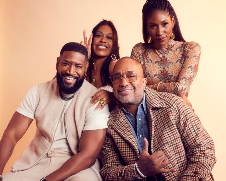 From left: Bryan Terrell Clark, DomiNque Perry, Kenya Barris and Diarra Kilpatrick of "Diarra From Detroit" at the 2024 Television Critics Association Winter Press Tour in Pasadena, California.