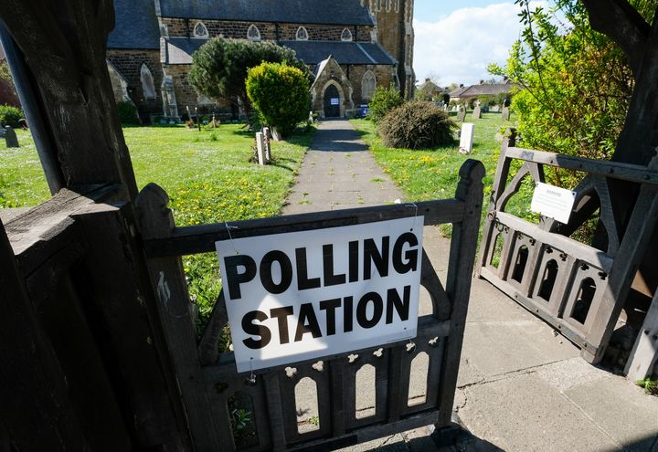 A polling station in a church.