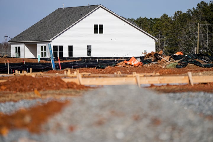 New home construction is seen in Kennesaw, Georgia on Tuesday, January 16, 2024.