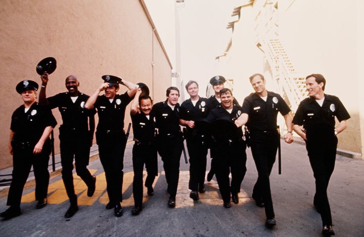 LOS ANGELES - 1977: Actors Clyde Kusatsu, Charles Durning, Louis Gossett Jr., James Woods, Randy Quaid and Perry King in a scene from the movie 'The Quoirboys' in 1977 in Los Angeles, California. (Photo by Michael Ochs Archives/Getty Images) 