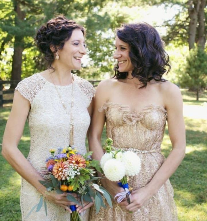 The author (left) and her sister on her sister's wedding day.