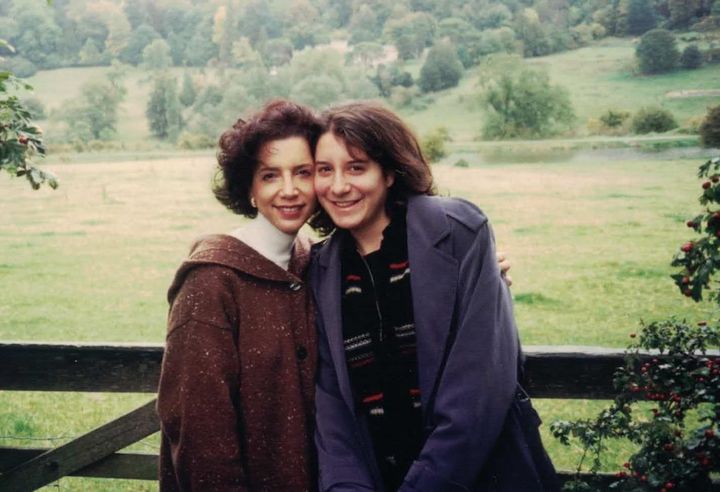The author (age 20) and her mother on a trip to England