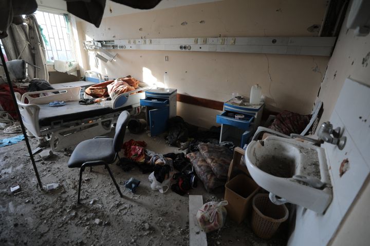 An inside view of the al-Shifa Hospital in Gaza City, Gaza on April 1, 2024. The Israeli army said Monday that it wrapped up its military operation at the medical complex, following a 14-day siege and incursion that resulted in scores of casualties and hundreds of arrests.