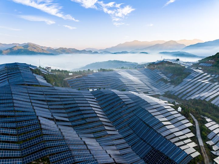 Photovoltaic power generation equipment scene on the mountain
