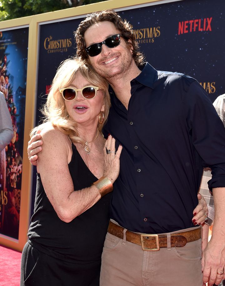 Goldie Hawn and Oliver Hudson pictured in 2018