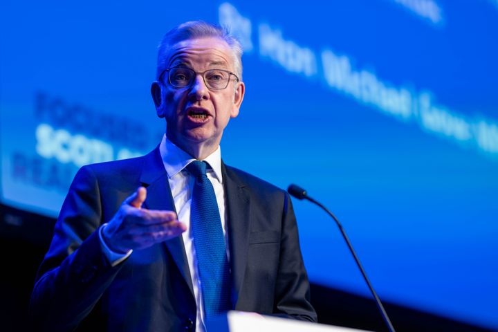Secretary of State for Levelling Up, Housing and Communities, Michael Gove speaking during the Scottish Conservative party conference at the Event Complex Aberdeen. Picture date: Saturday March 2, 2024. (Photo by Michal Wachucik/PA Images via Getty Images)