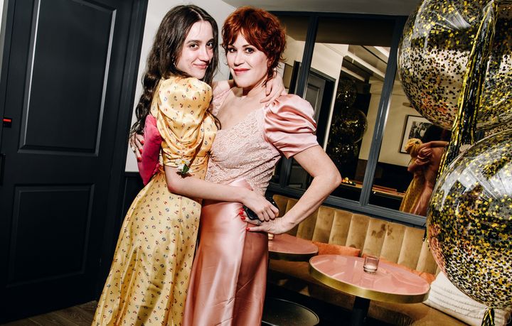 Mathilda Gianopoulos, left, and mother Molly Ringwald are seen during New York Fashion Week in February 2023. Ringwald shared her daughter's wild conception story in an interview with The Times of London.