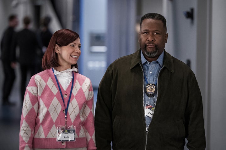 Carrie Preston as Elsbeth Tascioni and Pierce as Capt. Wagner in the first season of "Elsbeth."