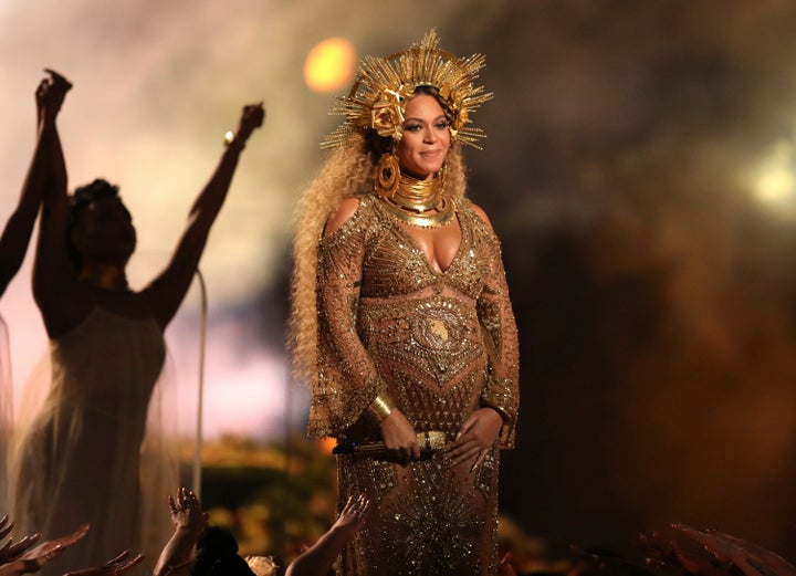 Beyoncé at the 2017 Grammys, where she was pregnant with twins Rumi and Sir Carter