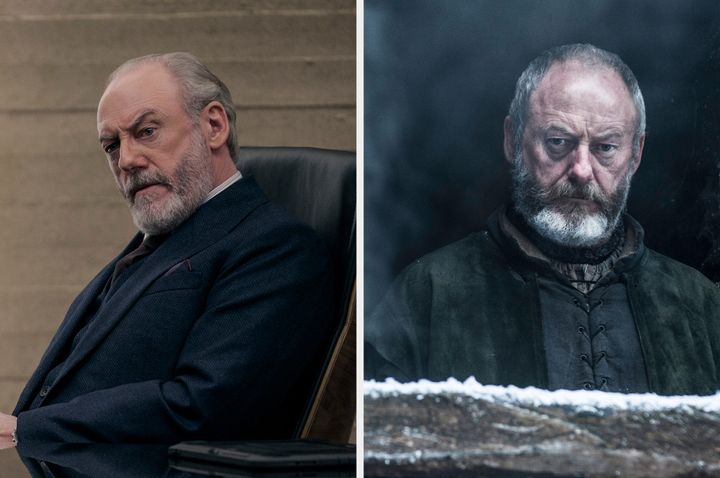 Liam Cunningham in 3 Body Problem (left) and Game Of Thrones (right)
