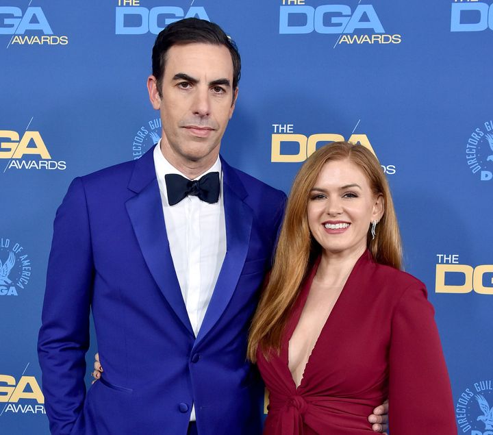Baron Cohen and Fisher attend the Directors Guild of America Awards on Feb. 2, 2019, in Los Angeles.