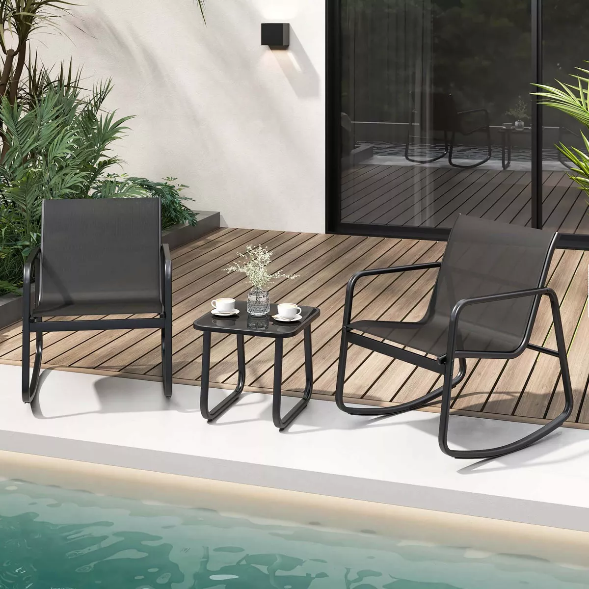 target black metal patio chairs