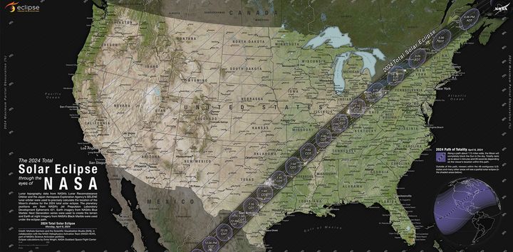 Χάρτης της NASA με το μονοπάτι της έκλειψης.
