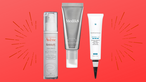 Avène Retrinal 0.1 Intensive cream, Medik8 Crystal Retinal 20 and SkinCeuticals Retinol 1.0 maximum strength refining night cream.
