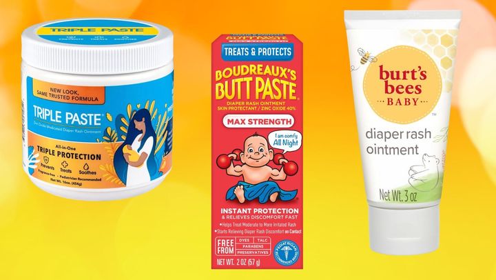 Triple Paste diaper rash cream, Boudreaux's maximum strength butt paste and Burt's Bees diaper rash ointment. 