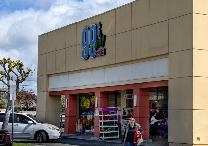 Shoppers at the 99 Cents Only store in Huntington Beach on April 5 ― the day the company announced it would be shuttering all 371 of its stores.