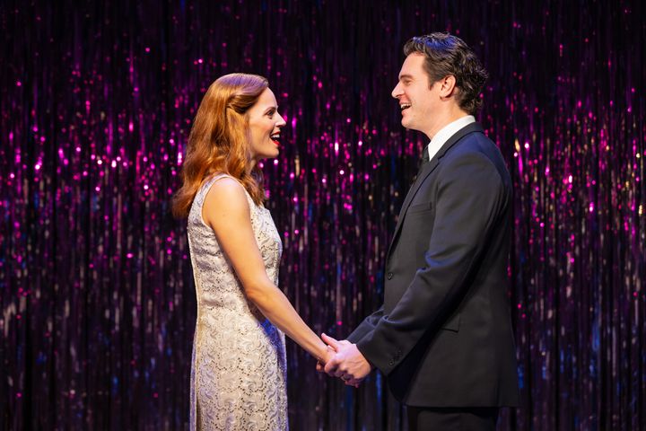 Katie Rose Clarke, left, and Jonathan Groff in Broadway's "Merrily We Roll Along," now playing on Broadway. 