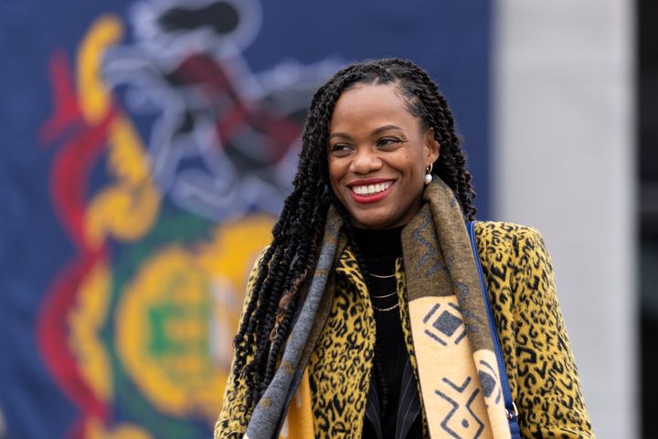 Rep. Summer Lee (D-Pa), arrives for Democratic Gov. Josh Shapiro's Inauguration on Jan. 17, 2023, at the state Capitol in Harrisburg, Pennsylvania.