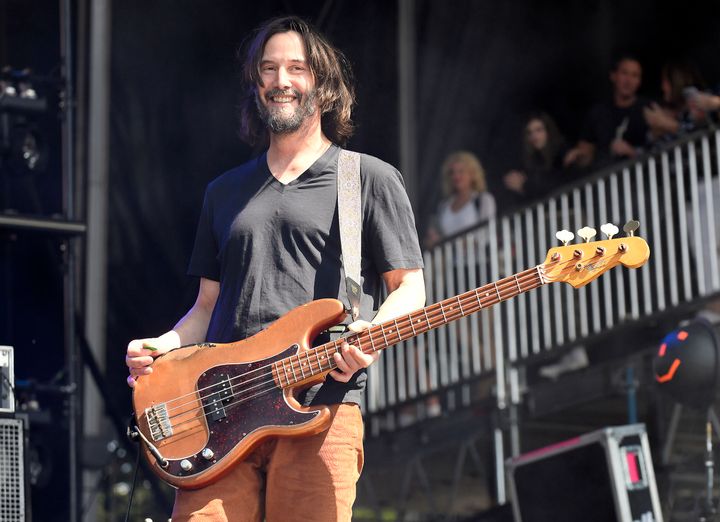 Keanu Reeves photographed at a performance by his rock band, Dogstar, at the 2023 BottleRock Napa Valley festival at Napa Valley Expo on May 27, 2023 in Napa, California.