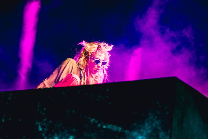 Grimes performing at Coachella on Saturday night