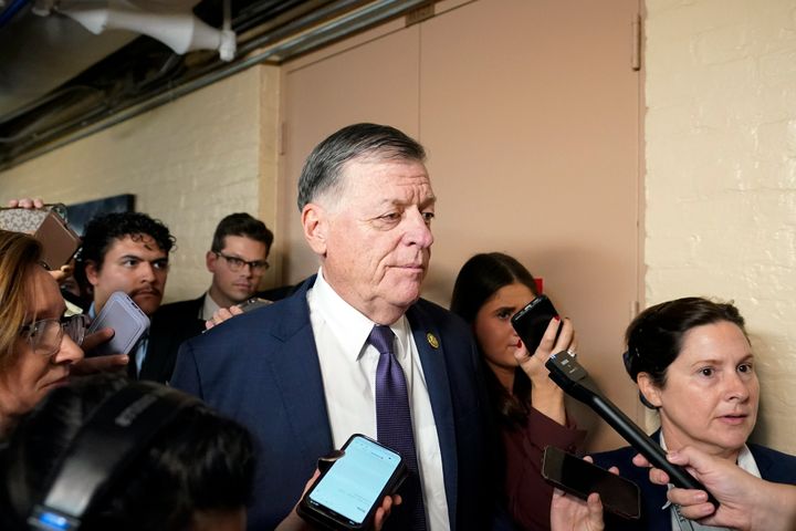 Rep. Tom Cole (R-Okla.) arrives for the Republican caucus meeting at the Capitol in Washington, D.C., Oct. 19, 2023.