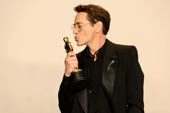 Robert Downey Jr. pictured shortly after winning his Oscar