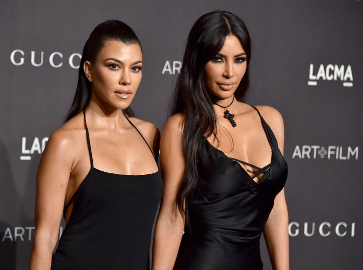 Kourtney and Kim Kardashian arrive at the 2018 LACMA Art + Film Gala on Nov. 3, 2018, in Los Angeles.