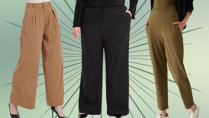  A pair of palazzo pants, linen pull-on pants and a mid-rise ankle pant.