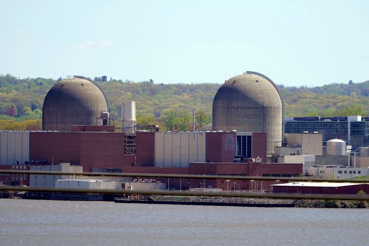 Indian Point Energy Center is seen on the Hudson River in Buchanan, New York, on April 26, 2021.