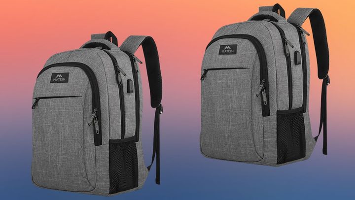 The Matein laptop backpack even has a built-in USB port for charging your devices on the go.