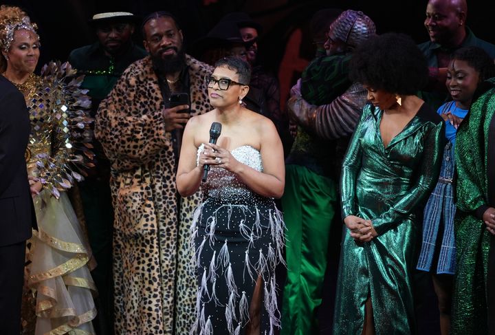 Williams speaks onstage at New York's Marquis Theatre at the opening night of "The Wiz" on Broadway.