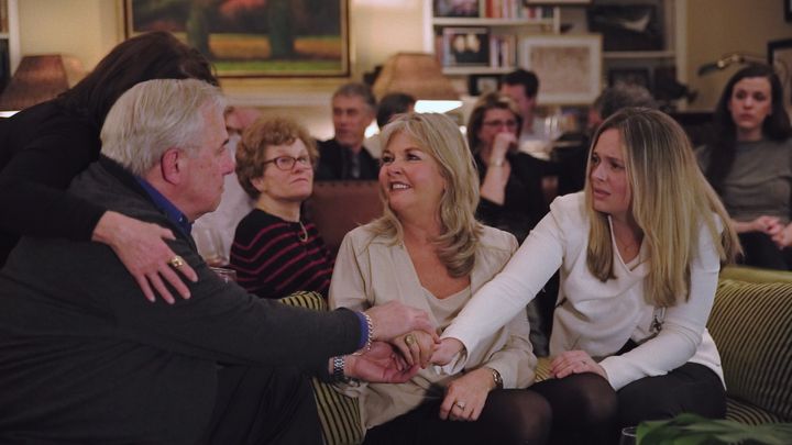 Jim, Sharon and Liz McCormack — Kathie Durst's brother, sister-in-law and niece — attending a viewing party for the final episode of the original season of "The Jinx," as seen in Part 2.