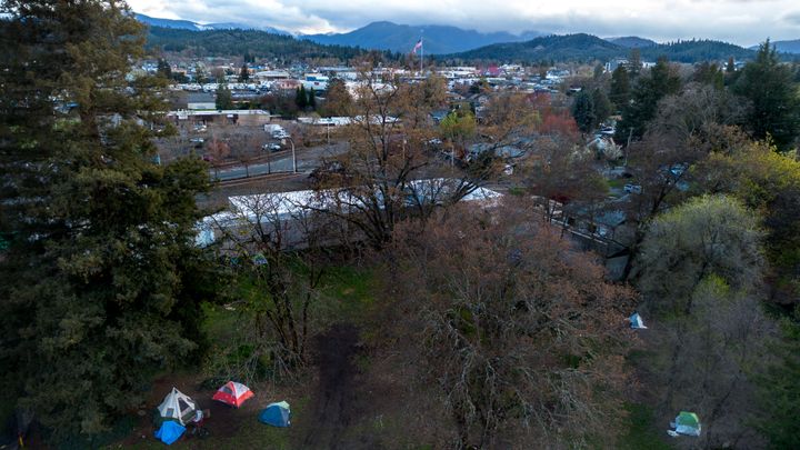 Homeless people had set up a tent community at Riverside Park in Grants Pass, Oregon, on March 28.