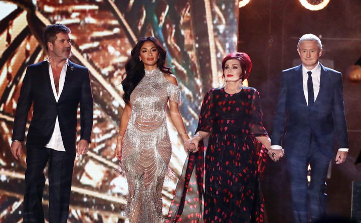 Simon Cowell, Nicole Scherzinger, Sharon Osbourne and Louis Walsh on The X Factor in 2017