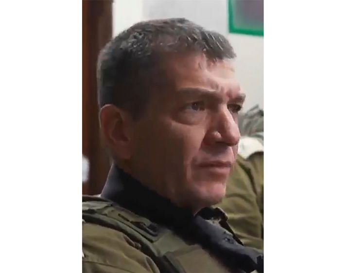 This image made from video provided December 2023, by Israeli Defense Forces shows Aharon Haliva, the head of Israel’s military intelligence in Gaza City, Gaza Strip.