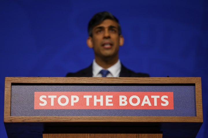 Rishi Sunak at this morning's Downing Street press conference.