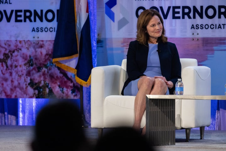 Supreme Court Justice Amy Coney Barrett was one of four conservative justices who seemed conflicted on how to rule in the Grants Pass case.