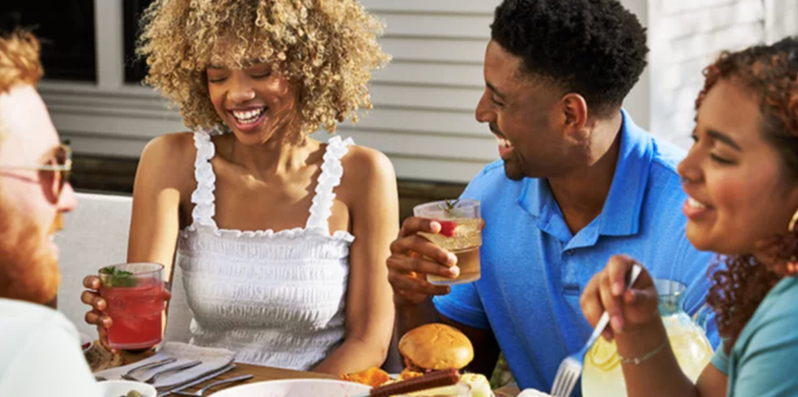 People enjoying a meal outside